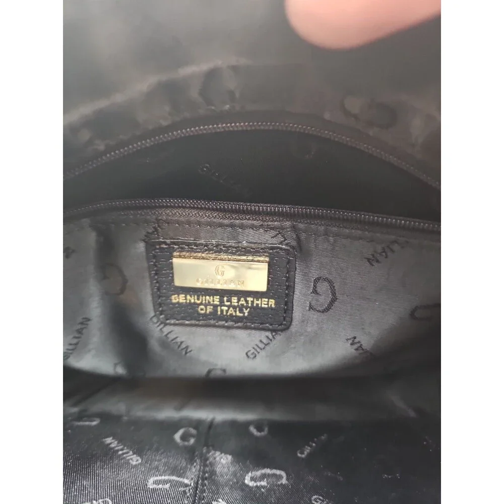 Gillian Shoulder Black Bag Genuine Leather With Gold Accent. Preowned